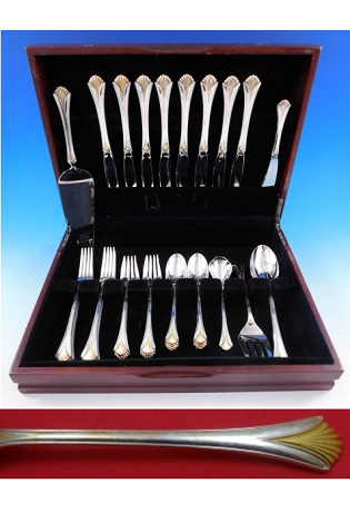 Regency Shell Golden by Lunt Sterling Silver Flatware Set for 8 Service 38 pcs